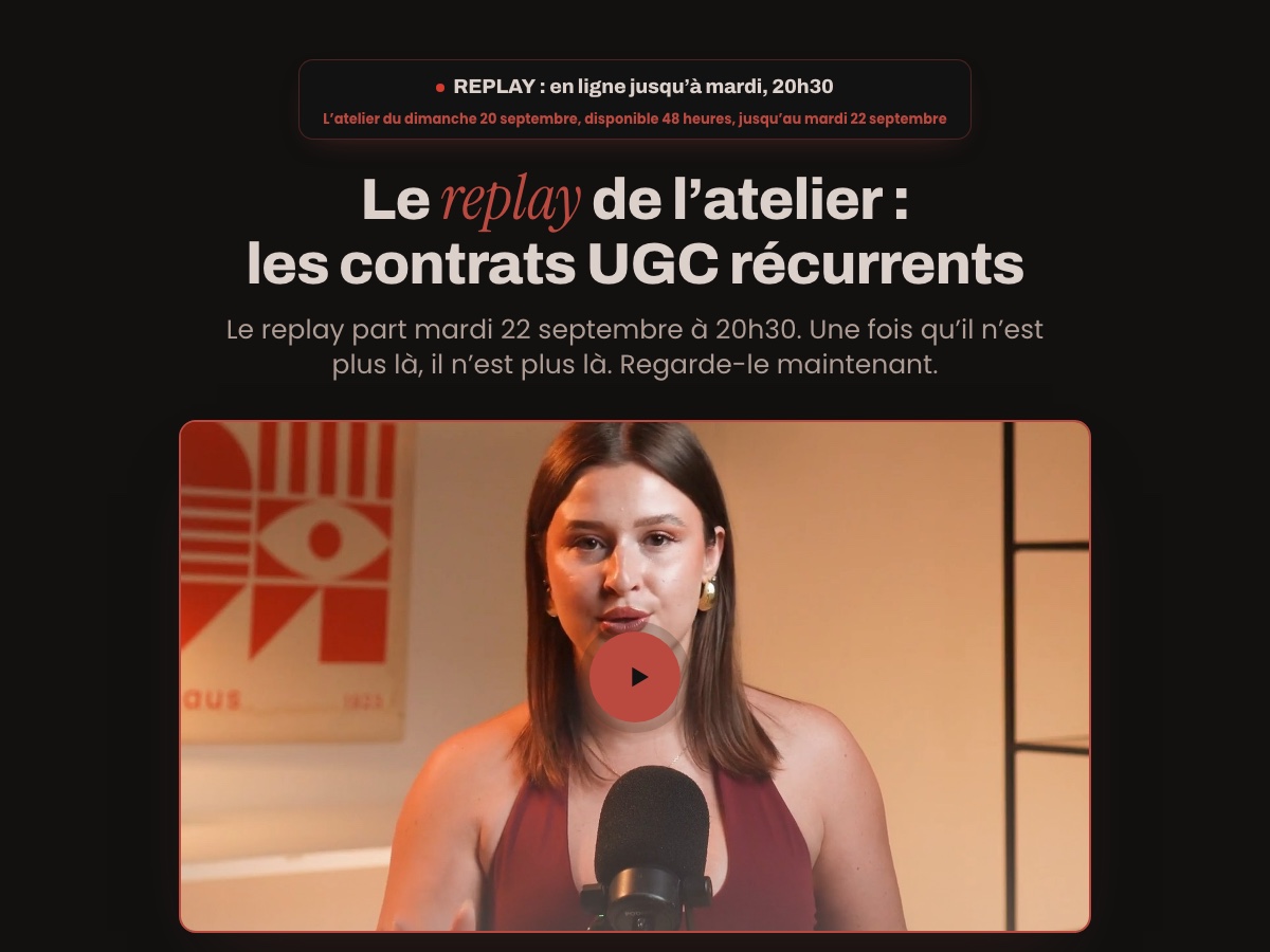 Aperçu de la page de replay